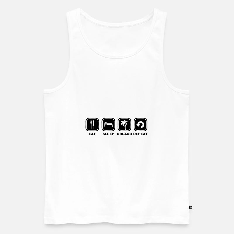 Eat sleep Urlaub Repeat - Männer Premium Bio Tank Top - Weiß