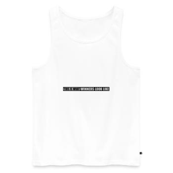 What Winners Look Like - Männer Premium Bio Tank Top - Weiß - Vorne - AI Model Male 178 light (178cm)