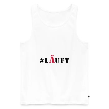 # Läuft Party - Männer Premium Bio Tank Top - Weiß - Vorne - Michal (187cm)