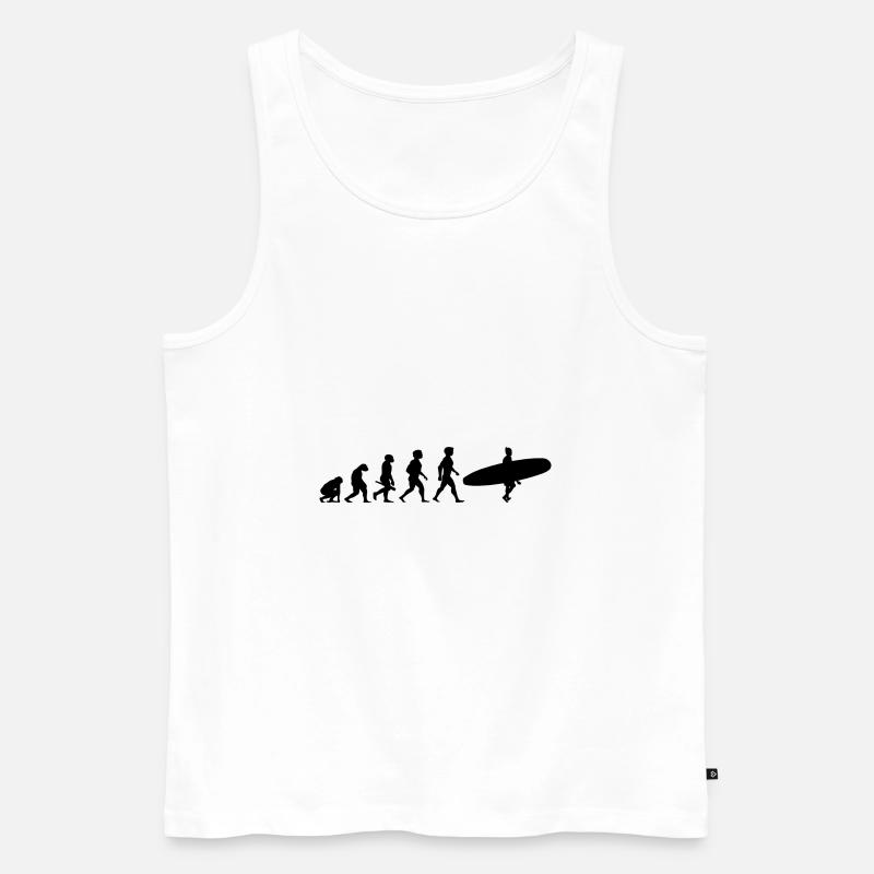 Evolution Surfing Surfer Surfboard Wellenreiten - Männer Premium Bio Tank Top - Weiß