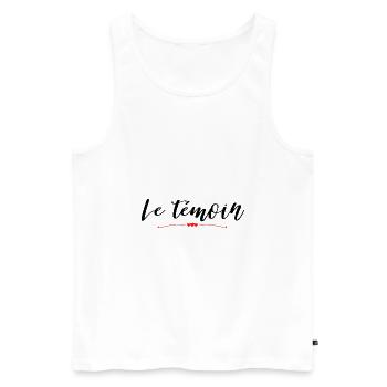 Le témoin - Débardeur bio Premium Homme - blanc - Devant - AI Model Male 178 light (178cm)
