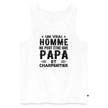 Ein richtiger Mann ist nur Papa und Zimmermann - Männer Premium Bio Tank Top - Weiß - Vorne - Michal (187cm)