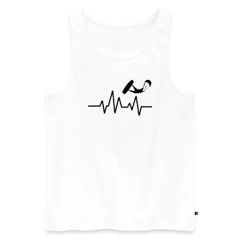 Kitesurfen Herzschlag Kiteboarding Kite Heartbeat - Männer Premium Bio Tank Top - Weiß - Vorne - Michal (187cm)