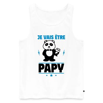 je vais être papy, annonce grosse,grand-père - Débardeur bio Premium Homme - blanc - Devant - Michal (187cm)