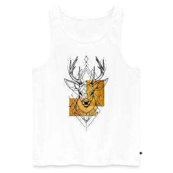 Hirsch Hirschgeweih Tier Geometrisch Gold Kunst - Männer Premium Bio Tank Top - Weiß - Vorne - AI Model Male 178 light (178cm)