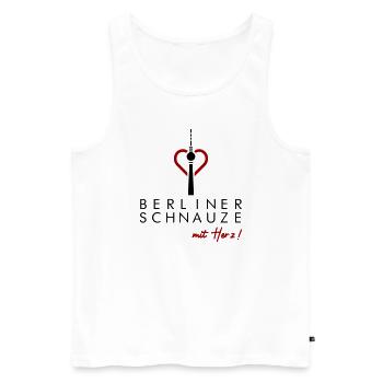 Berliner Schnauze mit Herz - Männer Premium Bio Tank Top - Weiß - Vorne - Michal (187cm)
