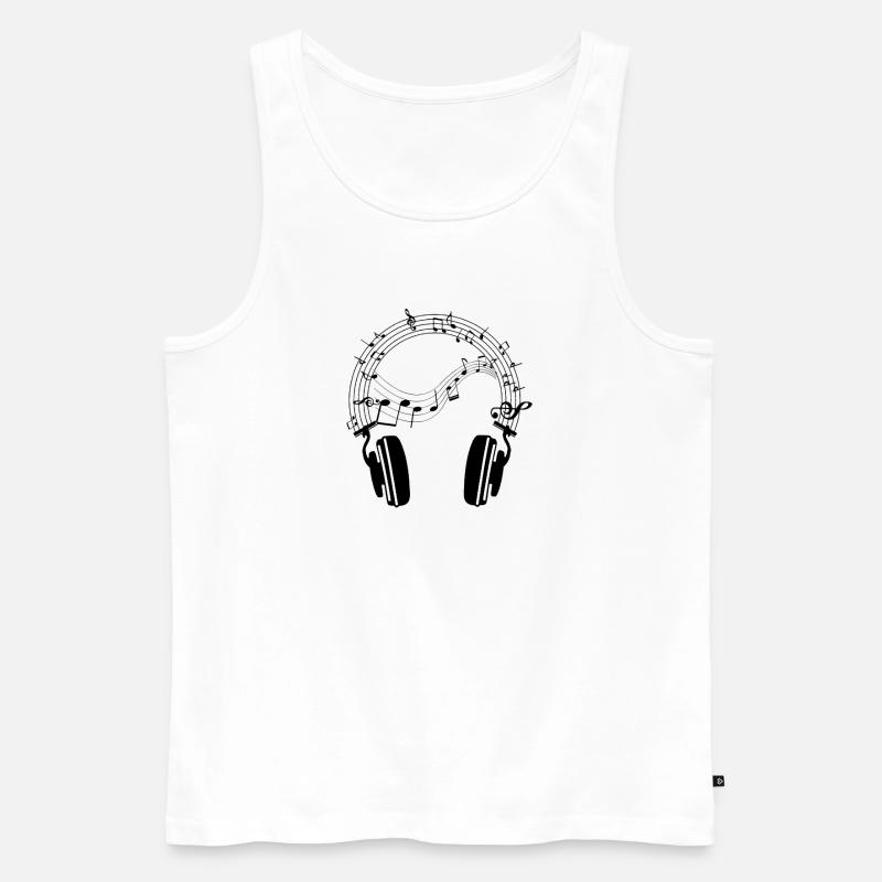 Beats & Notes: Kopfhörer-Design - Männer Premium Bio Tank Top - Weiß