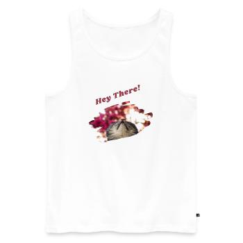 Hey there Katze Katzenspruch Britisch Kurzhaar Fun - Männer Premium Bio Tank Top - Weiß - Vorne - Michal (187cm)