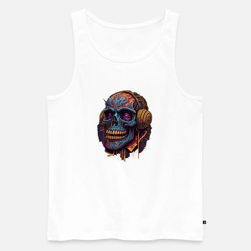 TECHNO SKULL - Männer Premium Bio Tank Top - Weiß