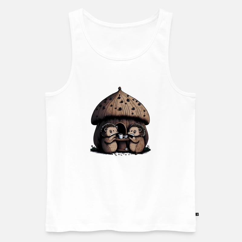 Igel Teeparty Pilz Startseite - Männer Premium Bio Tank Top - Weiß