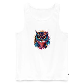 Mignon bohème hibou indie coloré - Débardeur bio Premium Homme - blanc - Devant - AI Model Male 178 light (178cm)