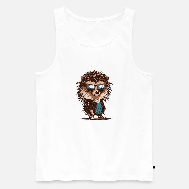 Cooler Igel mit Sonnenbrille - Männer Premium Bio Tank Top - Weiß