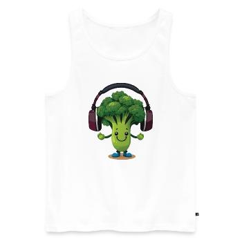 Bubatz - DJ - Musik - Legalize it - Brokkoli - Männer Premium Bio Tank Top - Weiß - Vorne - Michal (187cm)