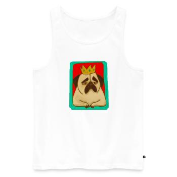 Sad Pug King Dog Lover - Men's Premium Organic Tank Top - white - Front - Michal (187cm)