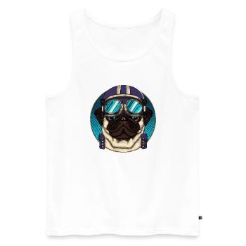 Retro-Mops-Pilot Hund Puppy - Männer Premium Bio Tank Top - Weiß - Vorne - Michal (187cm)