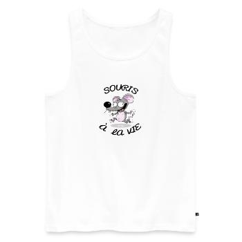 Souris à la vie - Débardeur bio Premium Homme - blanc - Devant - Michal (187cm)