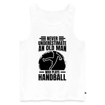 Handball Opa - Männer Premium Bio Tank Top - Weiß - Vorne - Michal (187cm)