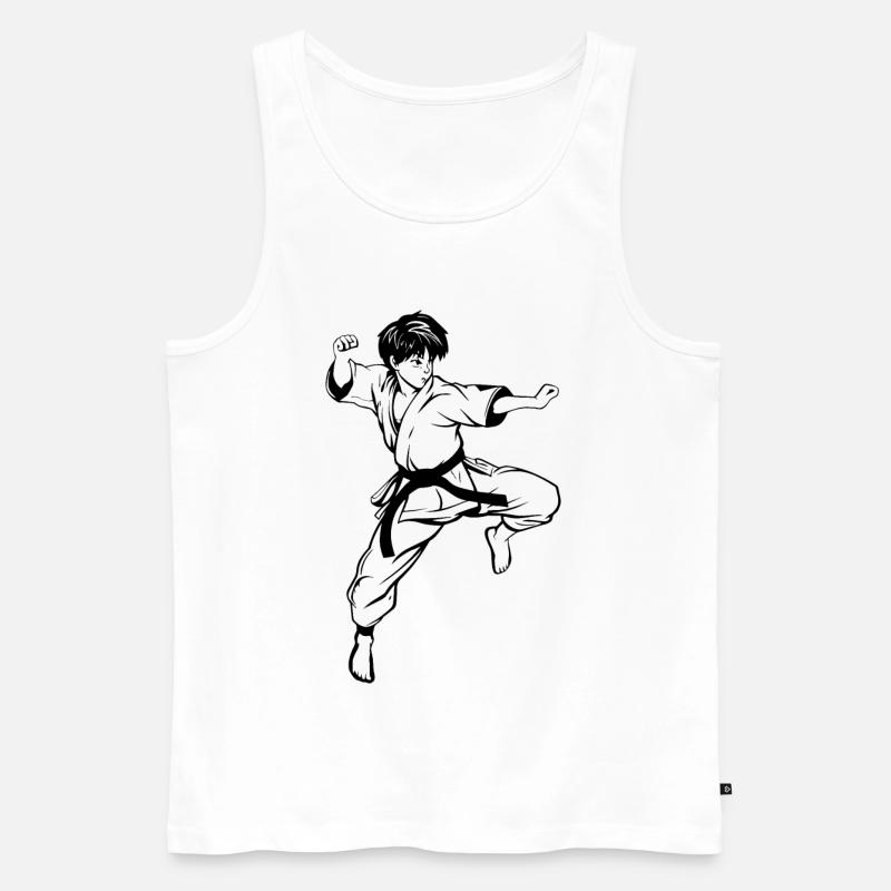 Karate Junge Zeichnung - Männer Premium Bio Tank Top - Weiß