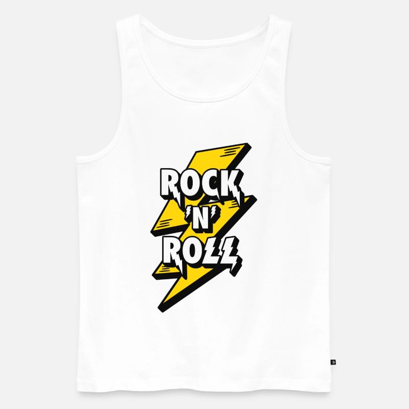Elektrisierendes Rock'n'Roll-Lightning-Design - Männer Premium Bio Tank Top - Weiß