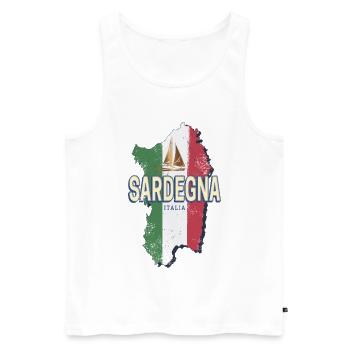 Sardaigne Italie Rétro Région Vintage Souvenir - Débardeur bio Premium Homme - blanc - Devant - Michal (187cm)
