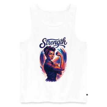Strength Strong Woman Rockabilly Girl Power Gift - Men's Premium Organic Tank Top - white - Front - AI Model Male 178 light (178cm)