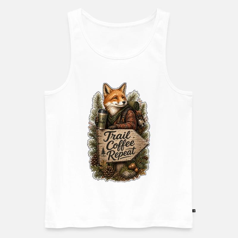 Trail Coffee Repeat Fuchs - Männer Premium Bio Tank Top - Weiß