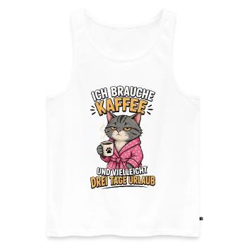 Ich Brauche Kaffee Katze Shirt - Männer Premium Bio Tank Top - Weiß - Vorne - Michal (187cm)