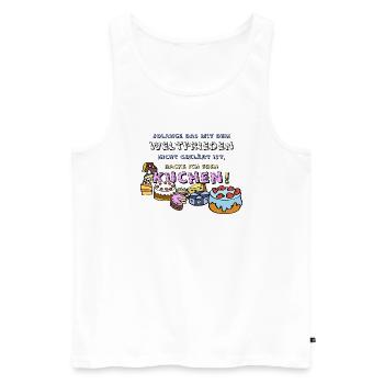 Kuchen backen bis zum Weltfrieden - Männer Premium Bio Tank Top - Weiß - Vorne - Michal (187cm)