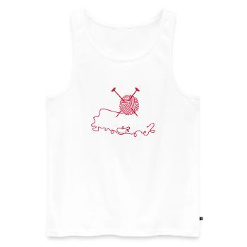 Wollknäuel mit Nadeln / wool n knitting needles ( - Männer Premium Bio Tank Top - Weiß - Vorne - AI Model Male 178 light (178cm)