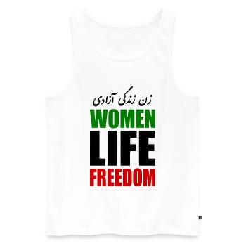 Women life freedom iran - Débardeur bio Premium Homme - blanc - Devant - Michal (187cm)