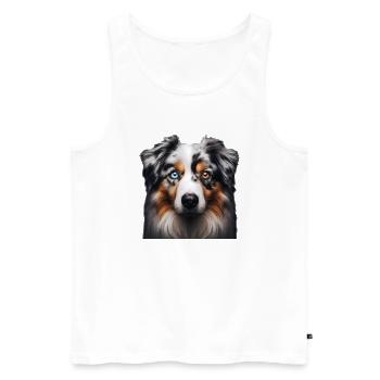 Australian Shepherd - Men's Premium Organic Tank Top - white - Front - AI Model Male 178 light (178cm)