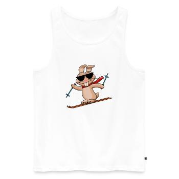 Cooler Hase fährt Ski - Männer Premium Bio Tank Top - Weiß - Vorne - Michal (187cm)