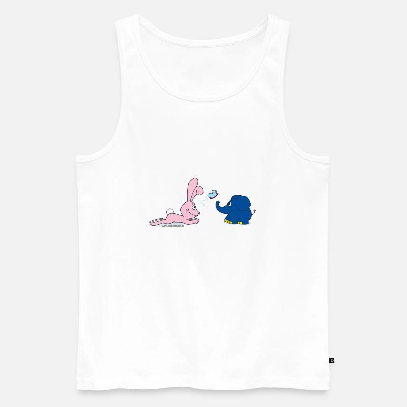 Elefant und Hase mit Schmetterling - Männer Premium Bio Tank Top - Weiß