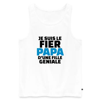 le fier papa d'une fille géniale - Débardeur bio Premium Homme - blanc - Devant - AI Model Male 178 light (178cm)
