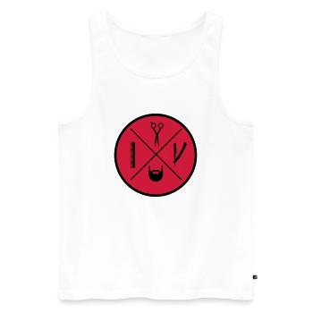 logo barber - Men's Premium Organic Tank Top - white - Front - AI Model Male 178 light (178cm)