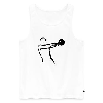 Kettlebell Swing groß - Männer Premium Bio Tank Top - Weiß - Vorne - Michal (187cm)