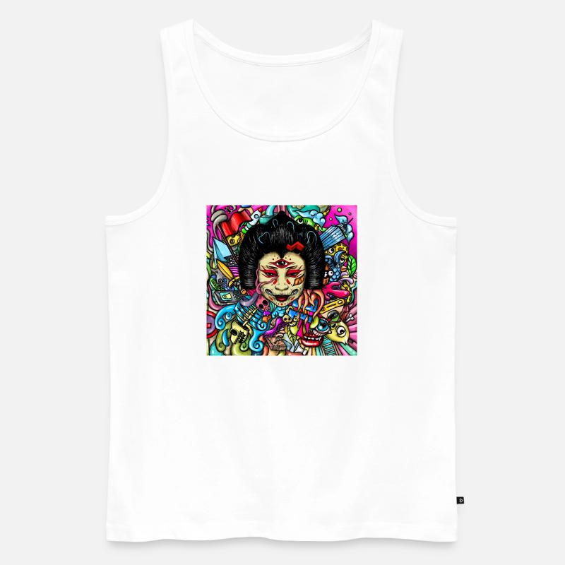 Gueisha Doodle - Männer Premium Bio Tank Top - Weiß