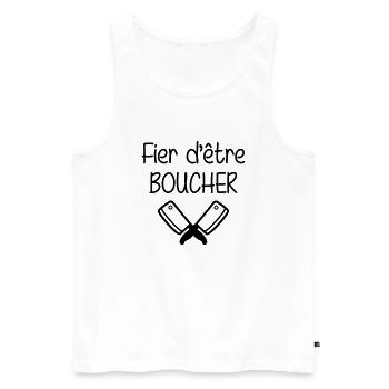 Fier d'être Boucher - Débardeur bio Premium Homme - blanc - Devant - Michal (187cm)