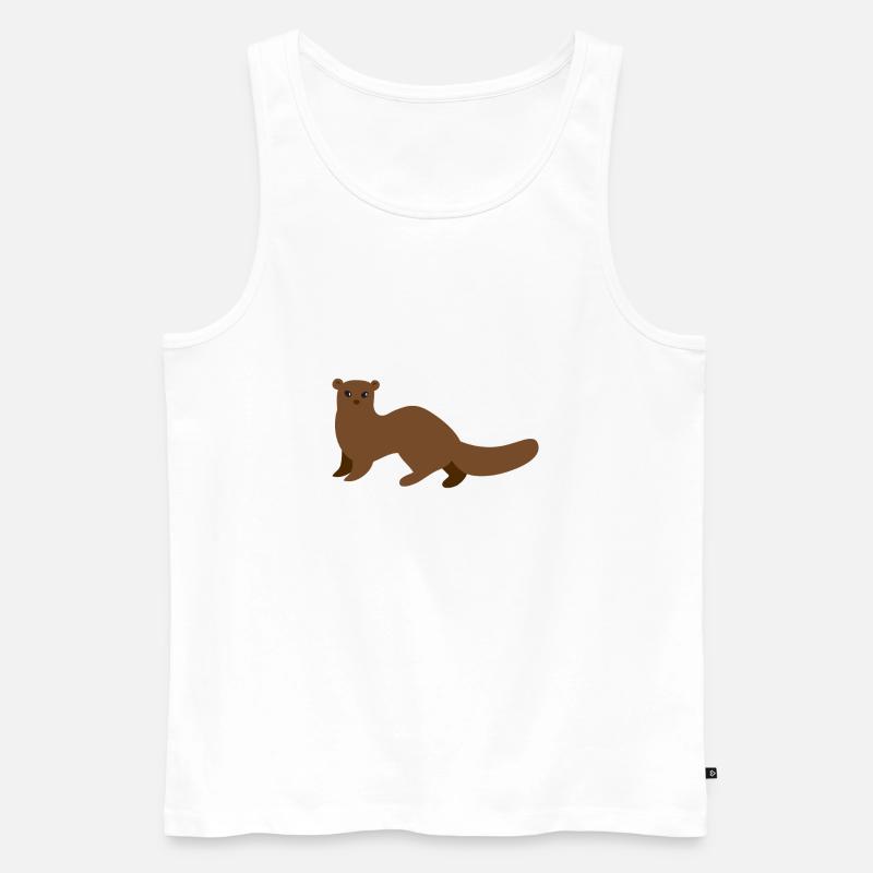 Brauner Mungo Wiesel oder Hermelin - Männer Premium Bio Tank Top - Weiß
