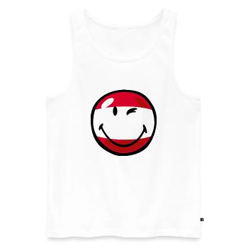 Smiley Flag Austria - Männer Premium Bio Tank Top - Weiß - Vorne - Michal (187cm)