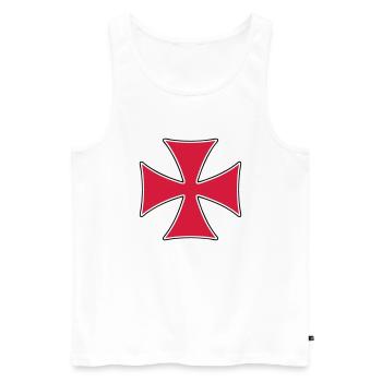 Croix des Templiers - Débardeur bio Premium Homme - blanc - Devant - AI Model Male 178 light (178cm)