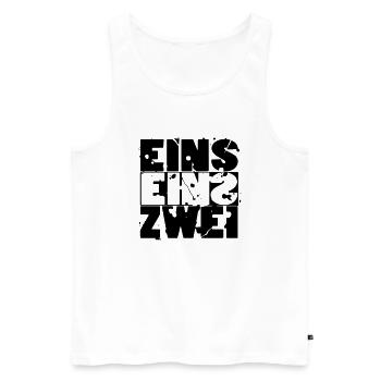 Eins Eins Zwei - 112 - Männer Premium Bio Tank Top - Weiß - Vorne - Michal (187cm)