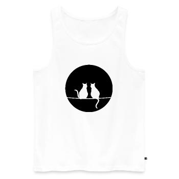 Katzen im Mondschein - Débardeur bio Premium Homme - blanc - Devant - AI Model Male 178 light (178cm)