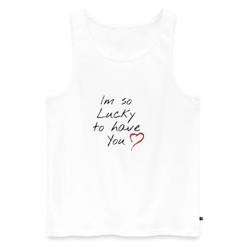 Lucky black - Men's Premium Organic Tank Top - white - Front - AI Model Male 178 light (178cm)