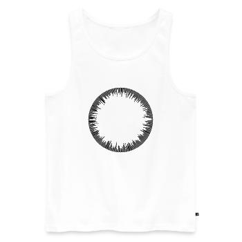 Modèle de cadre photo motif cercle cercle rayons - Débardeur bio Premium Homme - blanc - Devant - AI Model Male 178 light (178cm)