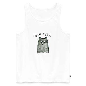 Graue Katze - Spricht mit Katzen - Männer Premium Bio Tank Top - Weiß - Vorne - AI Model Male 178 light (178cm)
