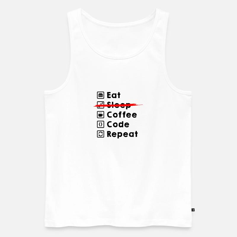 Eat Coffee Code Repeat - Men's Premium Organic Tank Top - white
