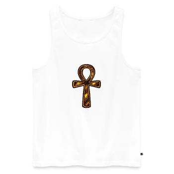 Goldenes ägyptisches Ankh - Männer Premium Bio Tank Top - Weiß - Vorne - AI Model Male 178 light (178cm)