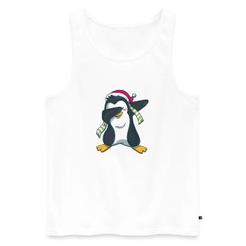 Pinguin dabbing - Männer Premium Bio Tank Top - Weiß - Vorne - AI Model Male 178 light (178cm)