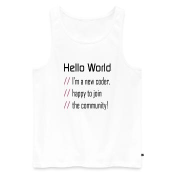 Hallo Welt, mein neuer Programmierer - Männer Premium Bio Tank Top - Weiß - Vorne - AI Model Male 178 light (178cm)